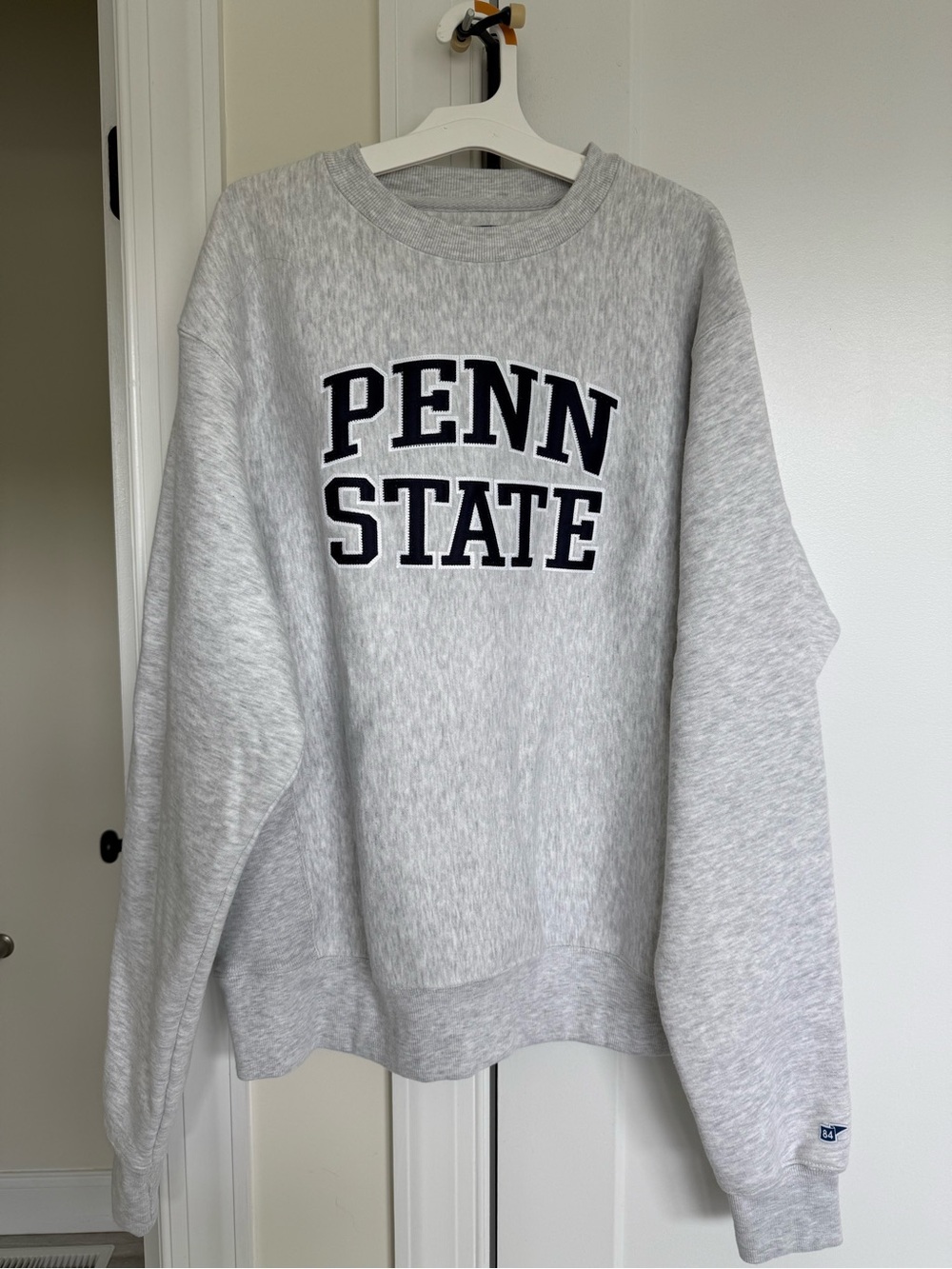Blue 84 Penn State Light Gray Crewneck with Navy Lettering
